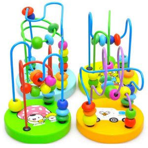 הגעת? מצאת! צעצועי פנאי Baby Wooden Toy Mini Around Beads Wire Maze Educational Game Bauble 	 