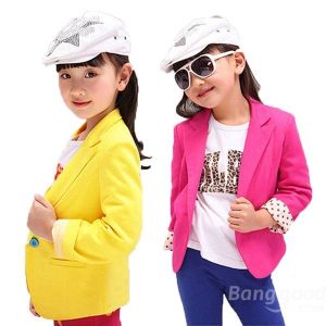 הגעת? מצאת! תחפושות לתינוק 2015 New Baby Girls Candy Colour Suit Jacket Coat Kids Outwear Clothes 3-7Y