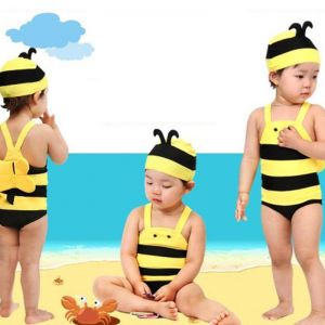 הגעת? מצאת! תחפושות לתינוק Children's Swimsuit Lovely Honey Bee Hot Spring Holiday Swimming suit Baby Swimwear