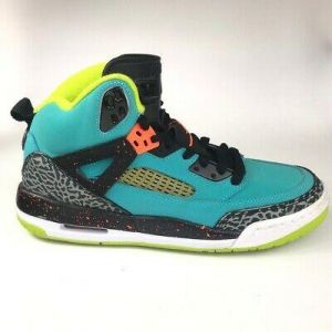    Jordan Kids Spizike BG Basketball Shoes Black Aqua 317321-317 Mid Top Lace Up 6Y