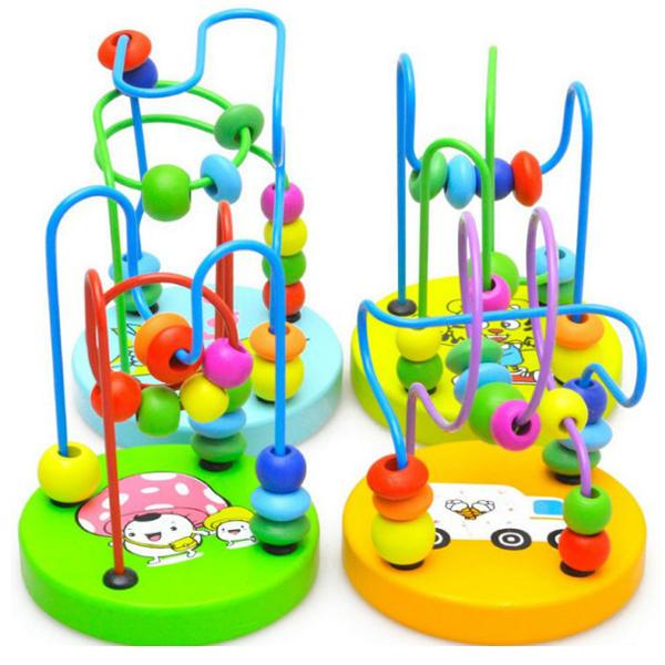 הגעת? מצאת! צעצועי פנאי Baby Wooden Toy Mini Around Beads Wire Maze Educational Game Bauble 	 
