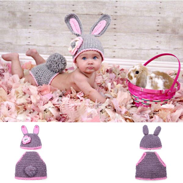 הגעת? מצאת! תחפושות לתינוק Cute Rabbit Baby Infant Crochet Costume Photography Prop Clothes